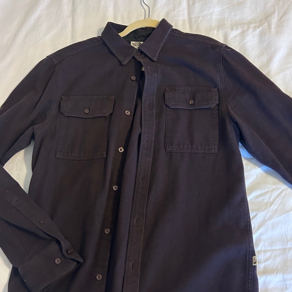 Maroon NorthFace flannel-like thick button up.  Men's Size Small